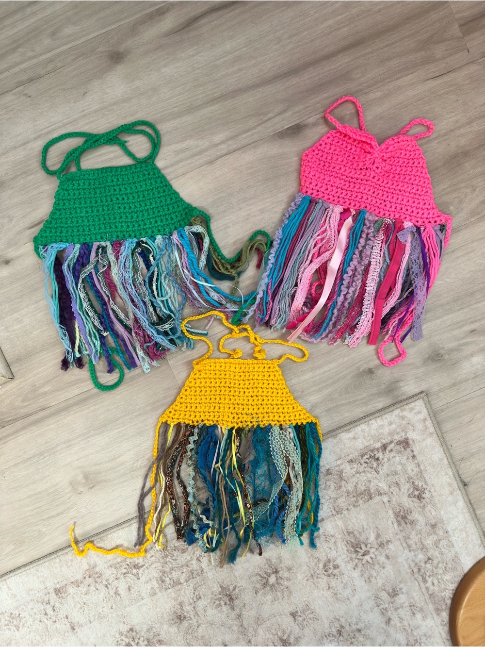 Handmade Crochet Fringe Tops Girls 2T 3T Lot of 3 Boho Festival